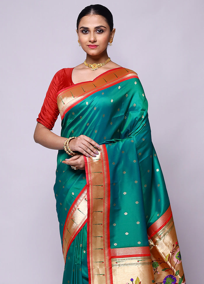 Green Katan Silk Saree With Blouse Piece Buy Cheap Clearance