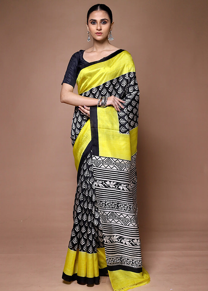 Yellow Printed Pure Silk Saree Without Blouse Piece Websites Cheap Pice