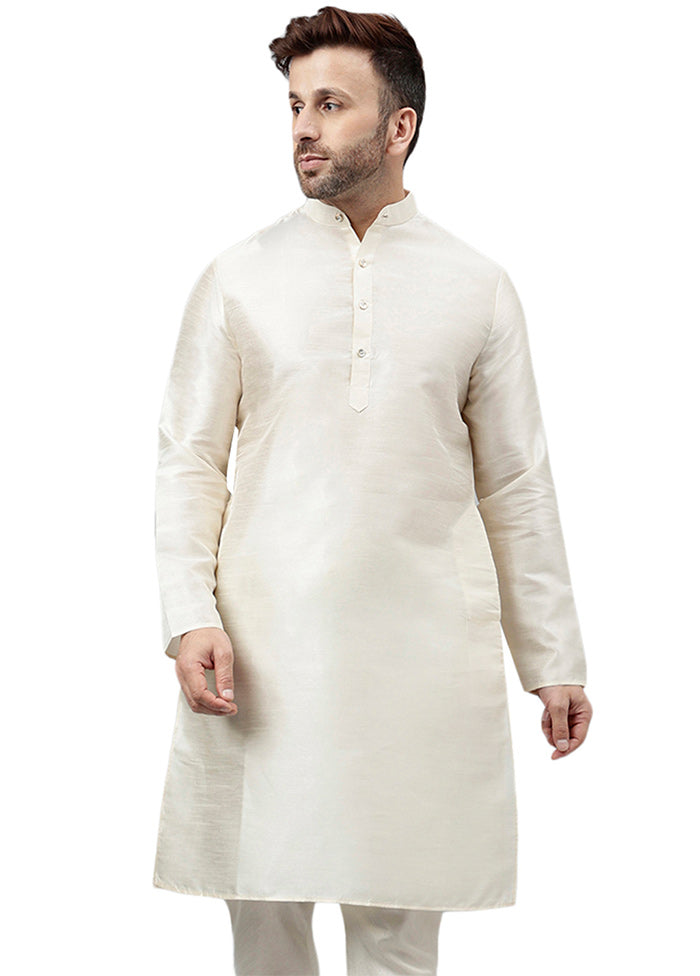 Cream Dupion Silk Solid Kurta Clearance 2025