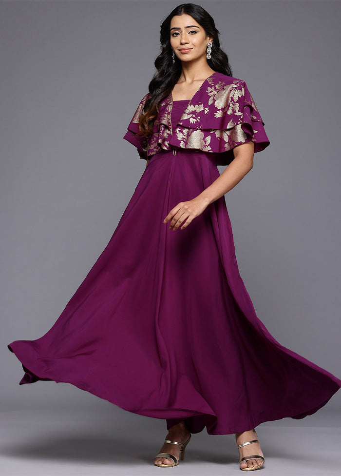 Purple Readymade Polyester Indian Dress Footaction Online