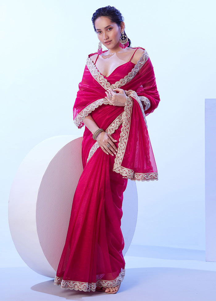 Pink Net Net Saree With Blouse Piece Cheap Sale Tumblr