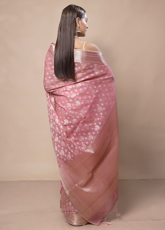 Pink Kora Silk Saree With Blouse Piece Buy Cheap Extremely