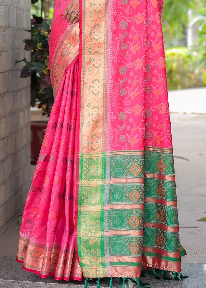 Pink Spun Silk Saree With Blouse Piece Fashionable Cheap Online