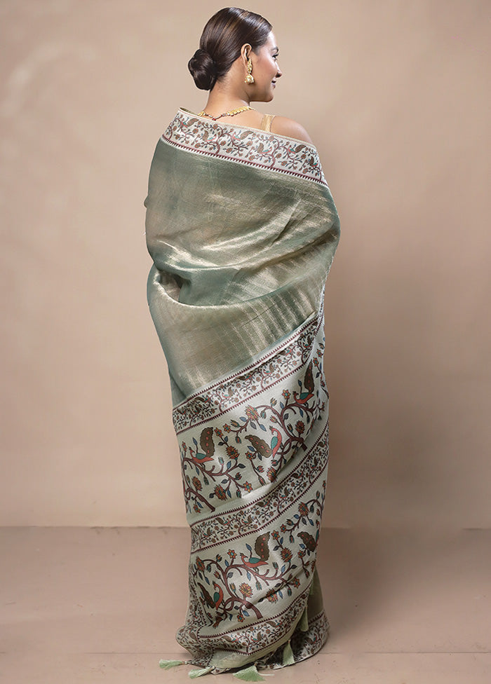 Green Tissue Silk Saree With Blouse Piece Outlet Cheap Online