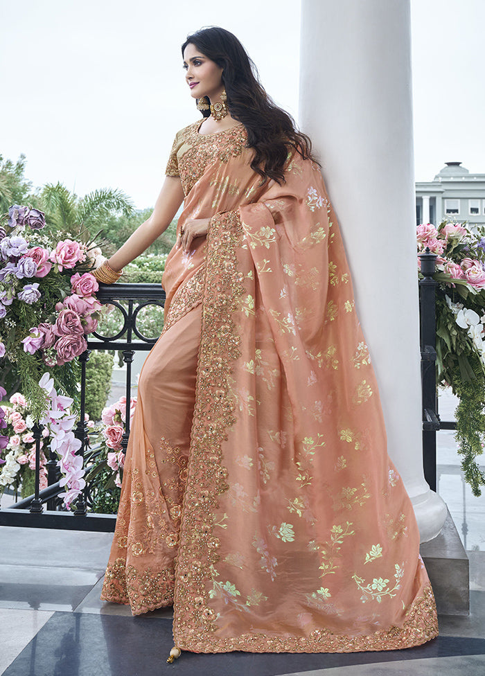 Pink Spun Pure Silk Saree With Blouse Piece Cheapest Sale Online