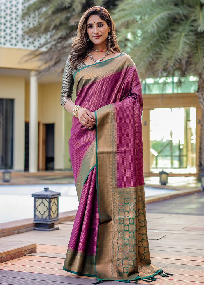 Purple Kanjivaram Silk Saree With Blouse Piece Free Shipping Shop