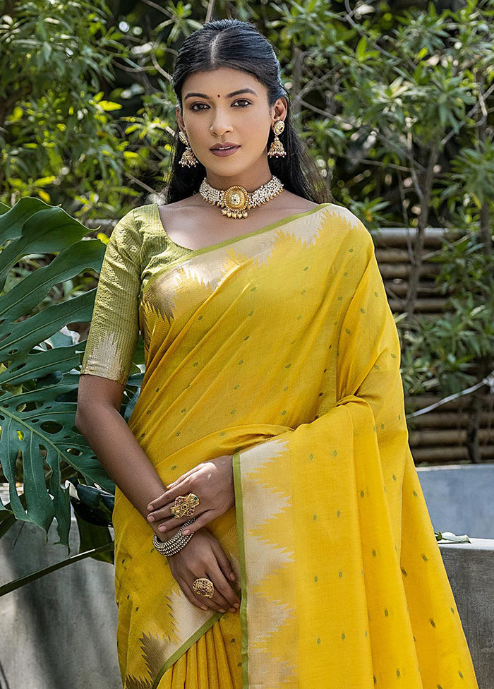 Yellow Tussar Silk Saree With Blouse Piece New Online