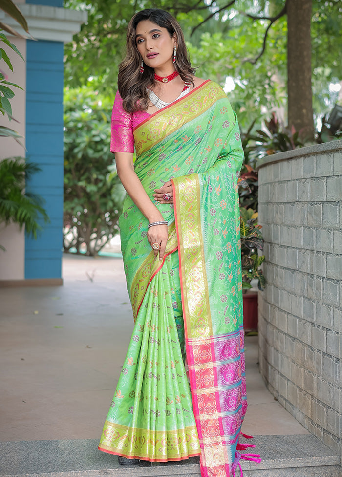 Pista Green Spun Silk Saree With Blouse Piece Cheap Best Place