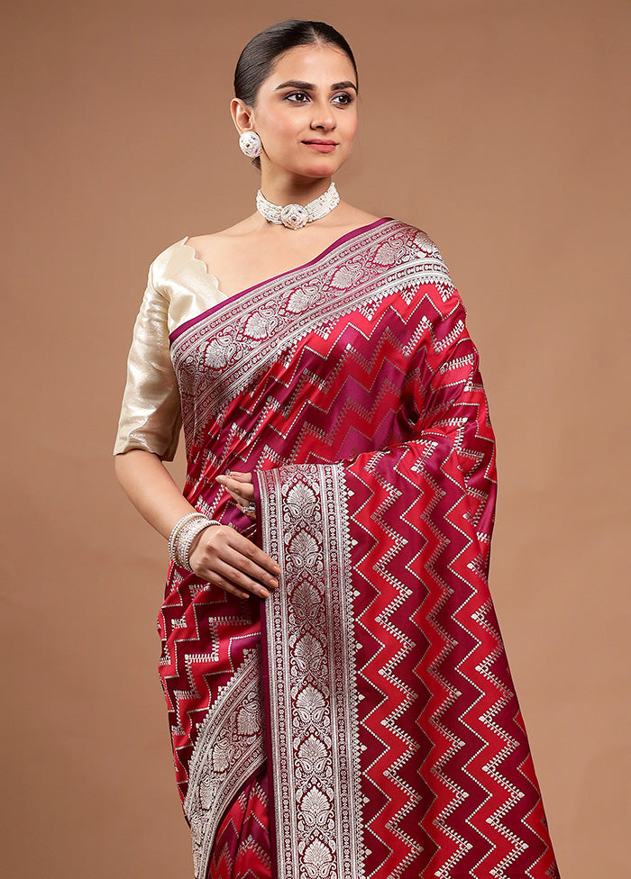 Pink Katan Silk Saree With Blouse Piece Cheapest Pice Online