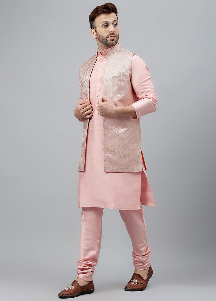 3 Pc Pink Dupion Silk Nehru Set Clearance Ebay