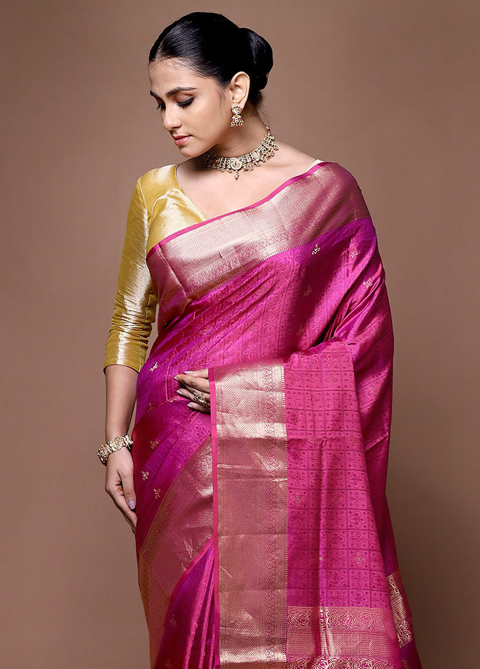 Pink Handloom Kanjivaram Pure Silk Saree With Blouse Piece Outlet Best Place