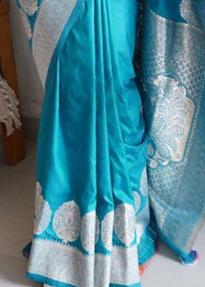 Blue Dupion Silk Saree With Blouse Piece Cheap Sale Pick A Best