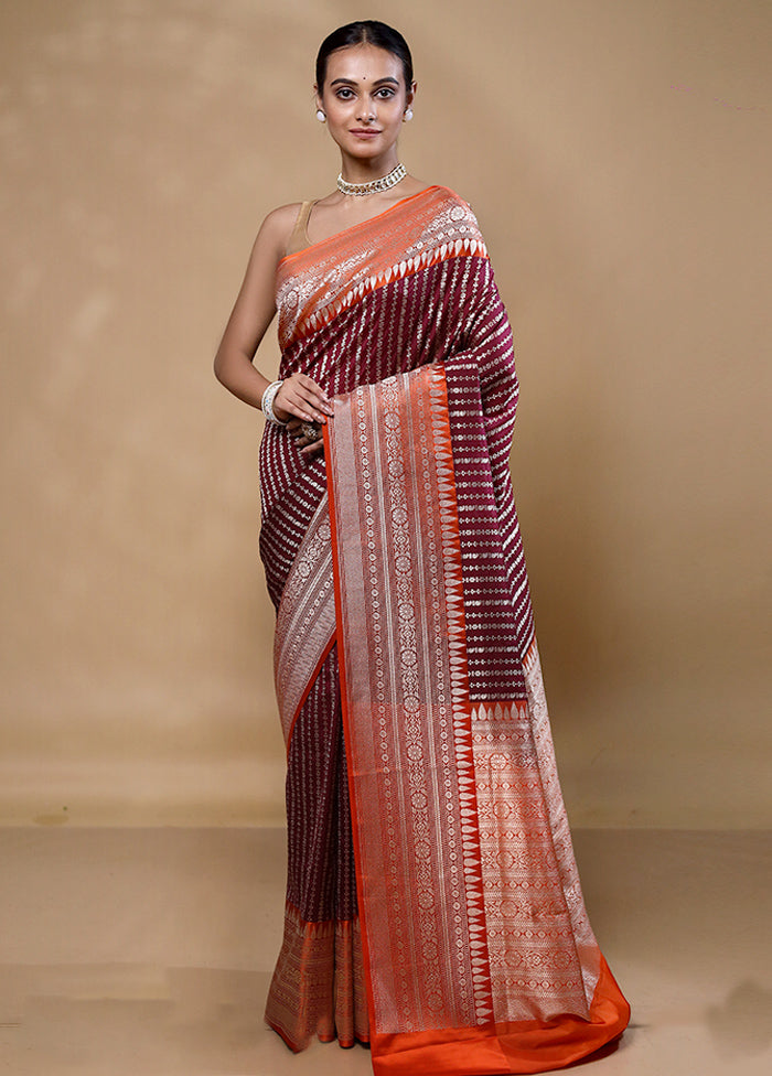 Maroon Katan Silk Saree With Blouse Piece Clearance Get To Buy