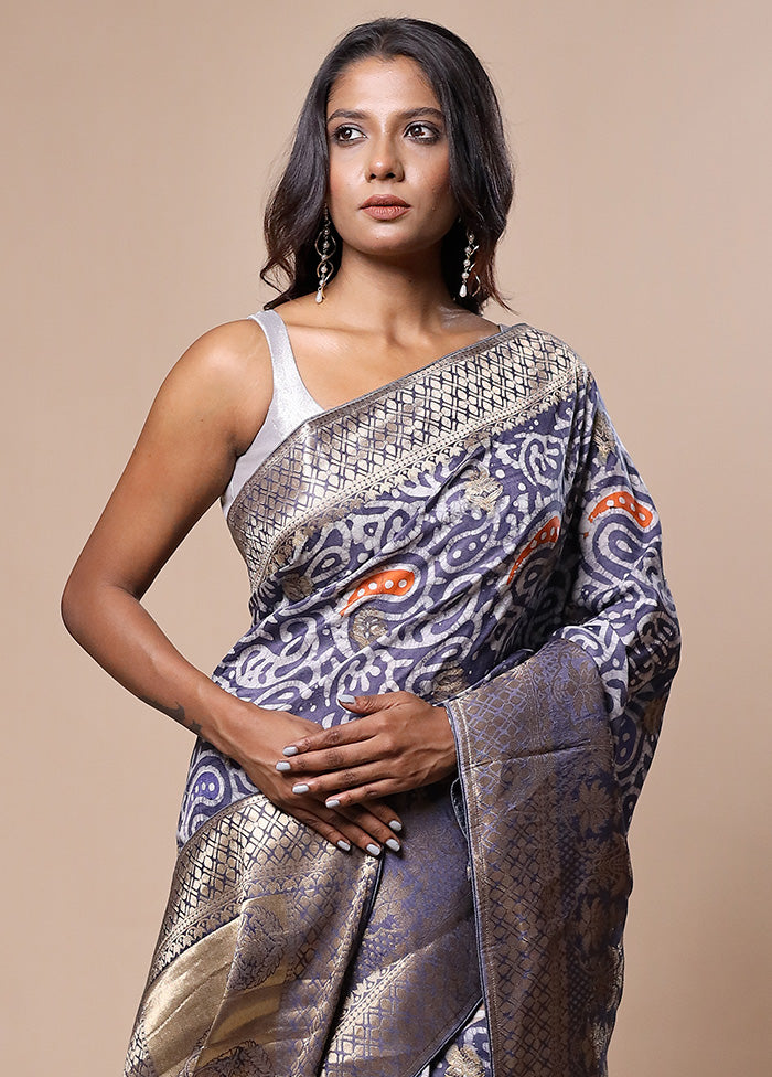 Blue Tussar Silk Saree With Blouse Piece For Nice