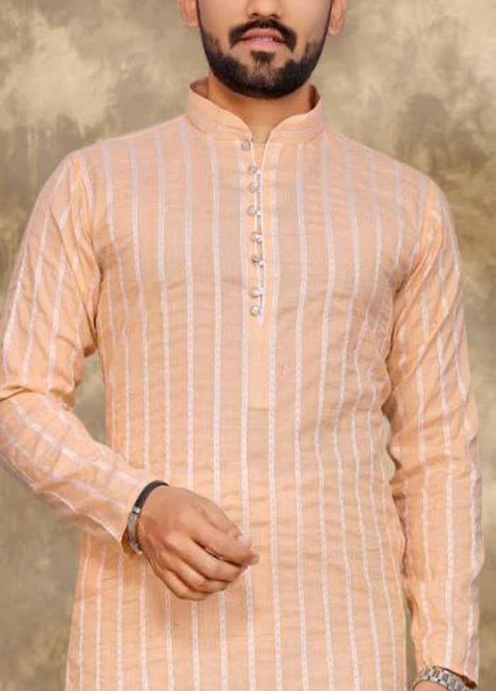 Peach Pure Cotton Kurta And Pajama Set Free Shipping 2025 New