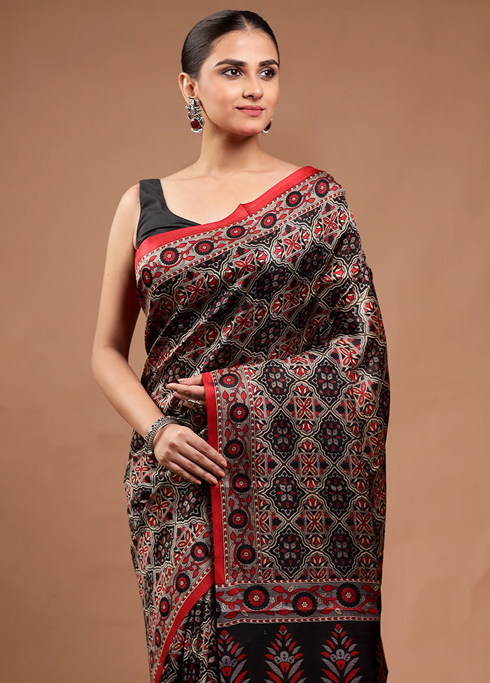 Black Printed Pure Silk Saree Without Blouse Piece Buy Cheap Tumblr