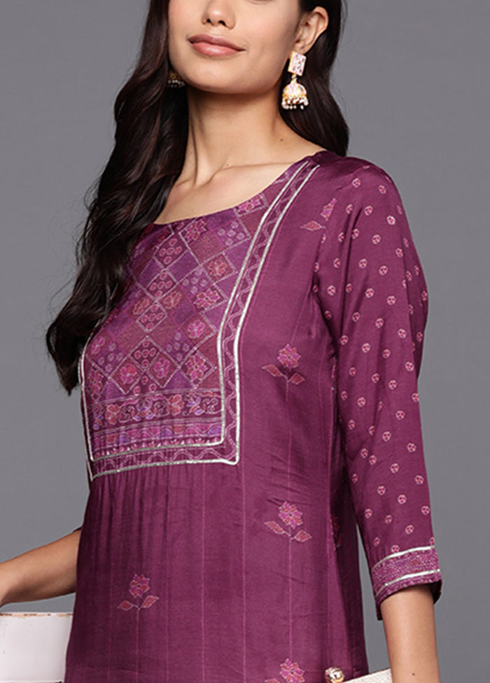 Purple Readymade Silk Kurti Cheapest Pice