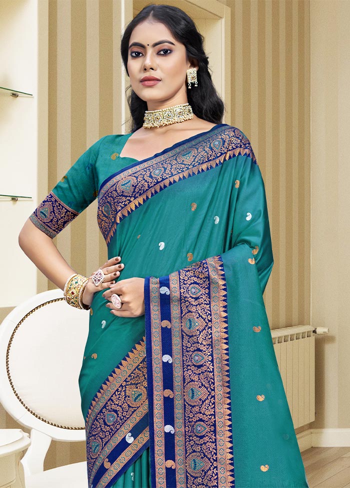 Sky Blue Dupion Silk Saree With Blouse Piece Genuine Online