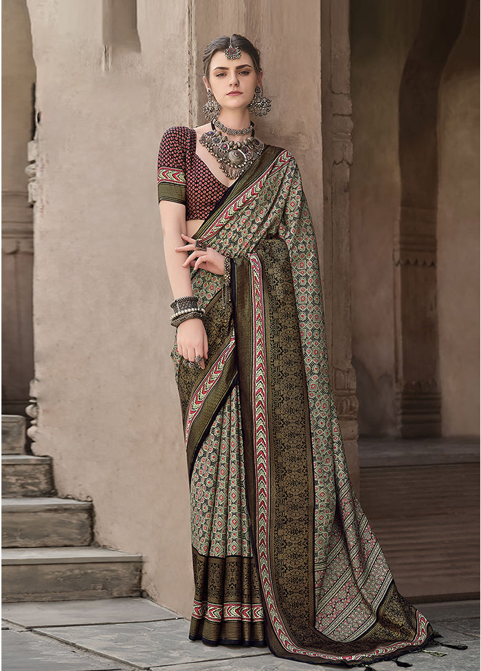 Green Spun Silk Saree With Blouse Piece Low Shipping Cheap Pice