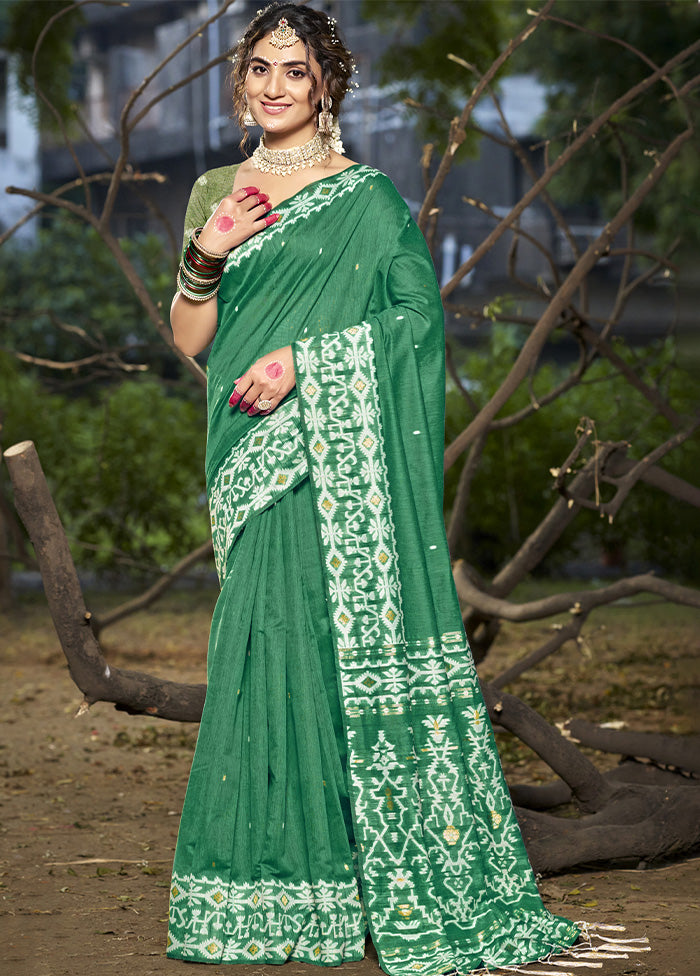 Green Cotton Saree With Blouse Piece Clearance 2025