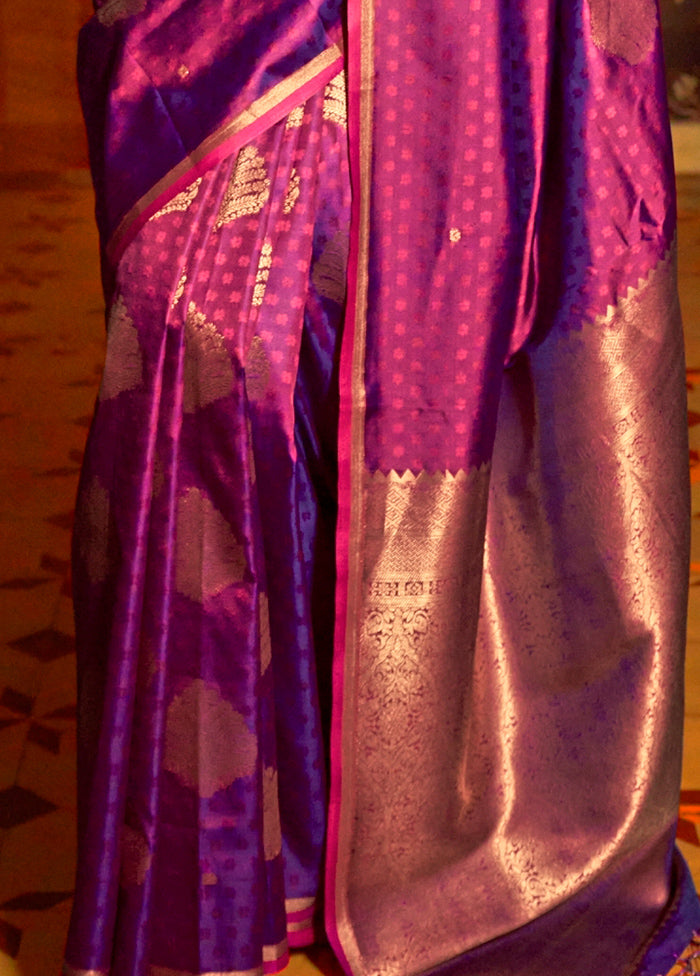 Purple Dupion Silk Saree With Blouse Piece With Paypal For Sale