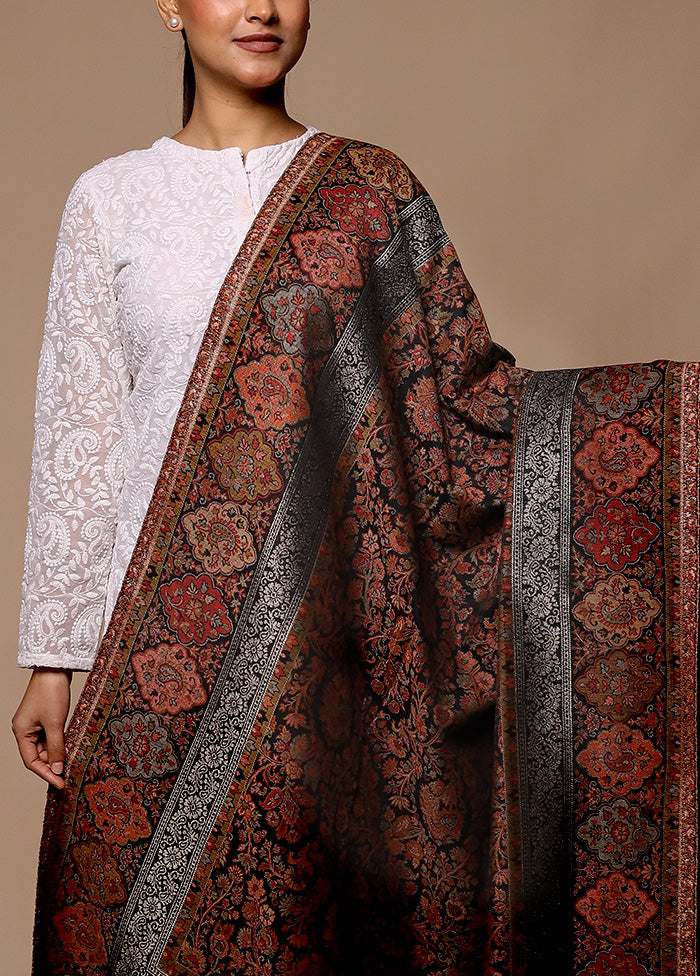 Black Butta Work With Zari Woven Border Shawl Websites For Sale