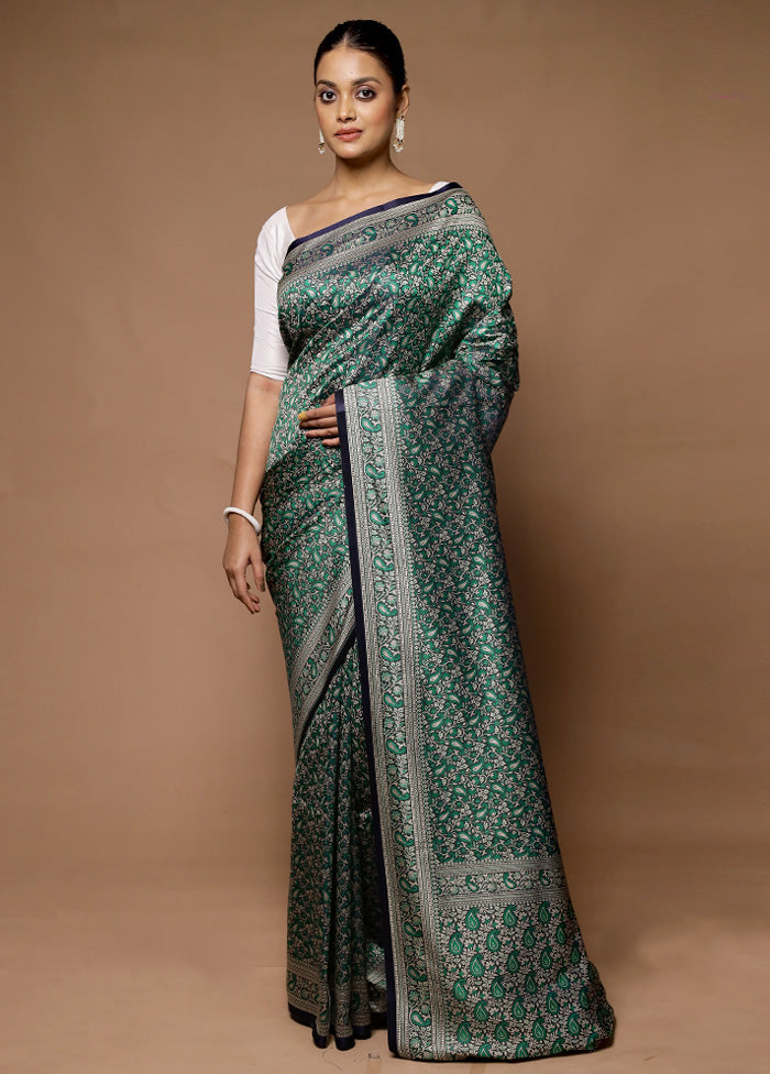 Green Jamewar Silk Saree With Blouse Piece Latest Collections For Sale