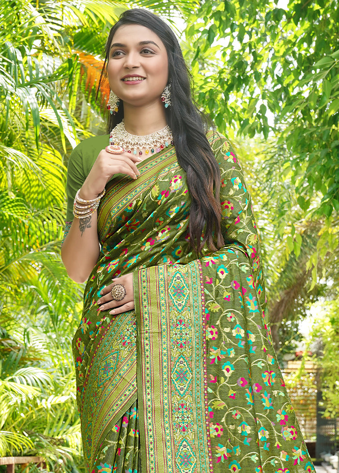 Mehendi Green Pasmina Silk Saree With Blouse Piece Buy Cheap Looking For