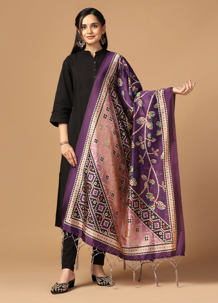 Purple Art Silk Dupatta With Paypal Low Pice