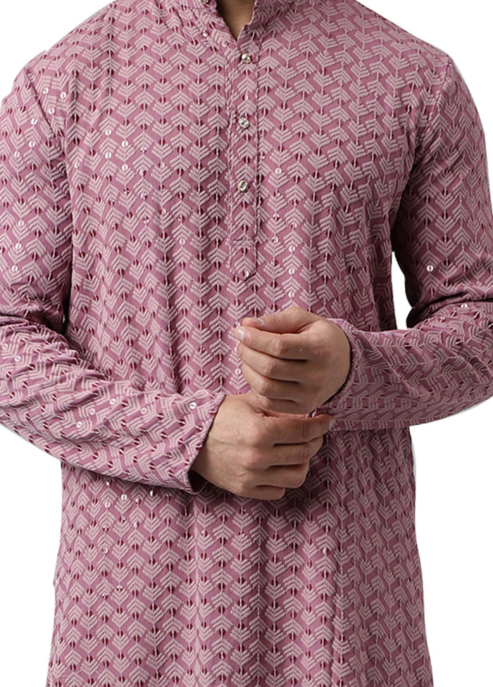 2 Pc Pink Silk Kurta Pajama Set Discount With Mastercard