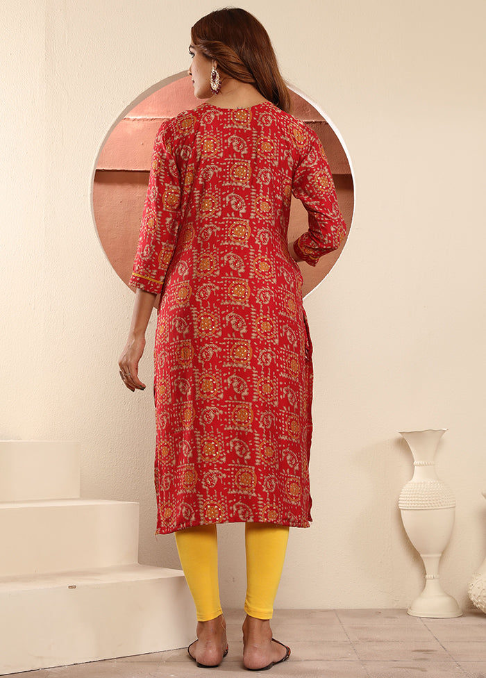 Red Readymade Viscose Kurti Inexpensive Cheap Online