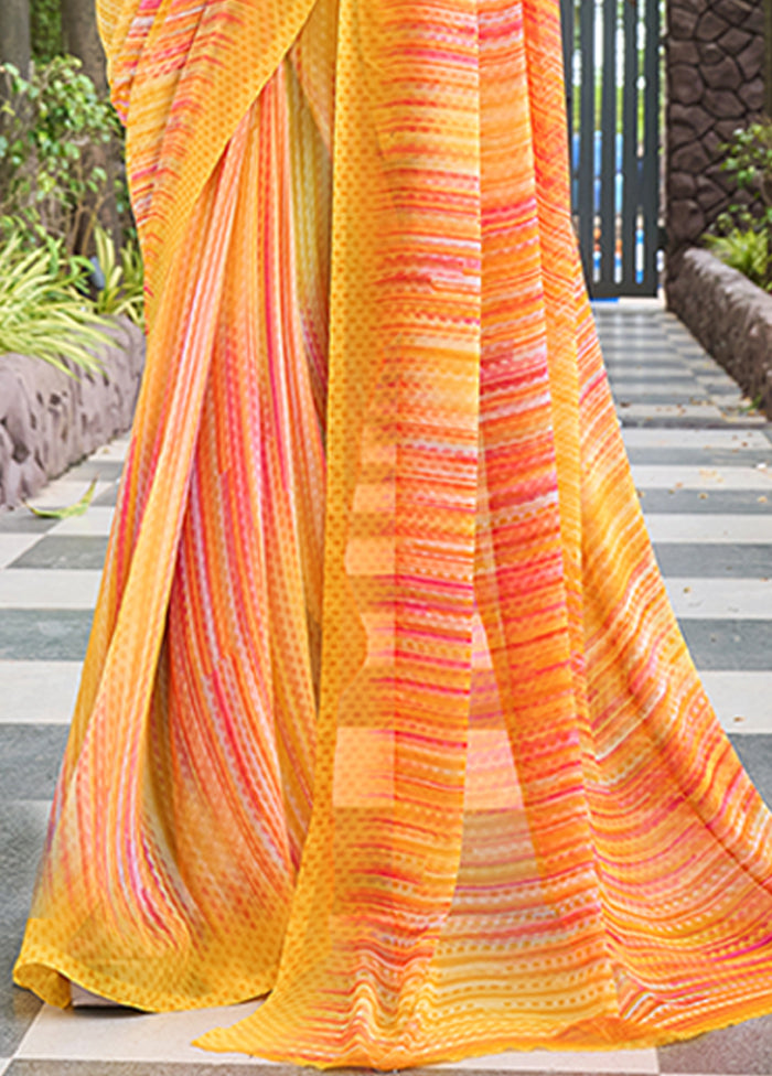 Multicolor Georgette Saree With Blouse Piece Free Shipping For Nice