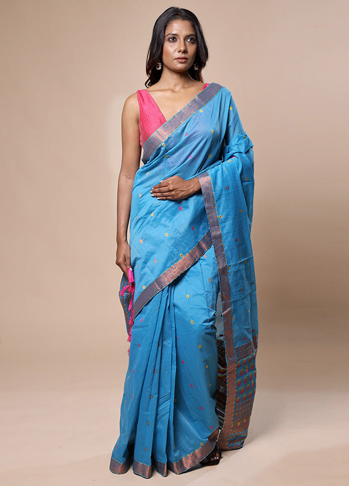 Blue Assam Silk Saree With Blouse Piece Buy Cheap Visit New