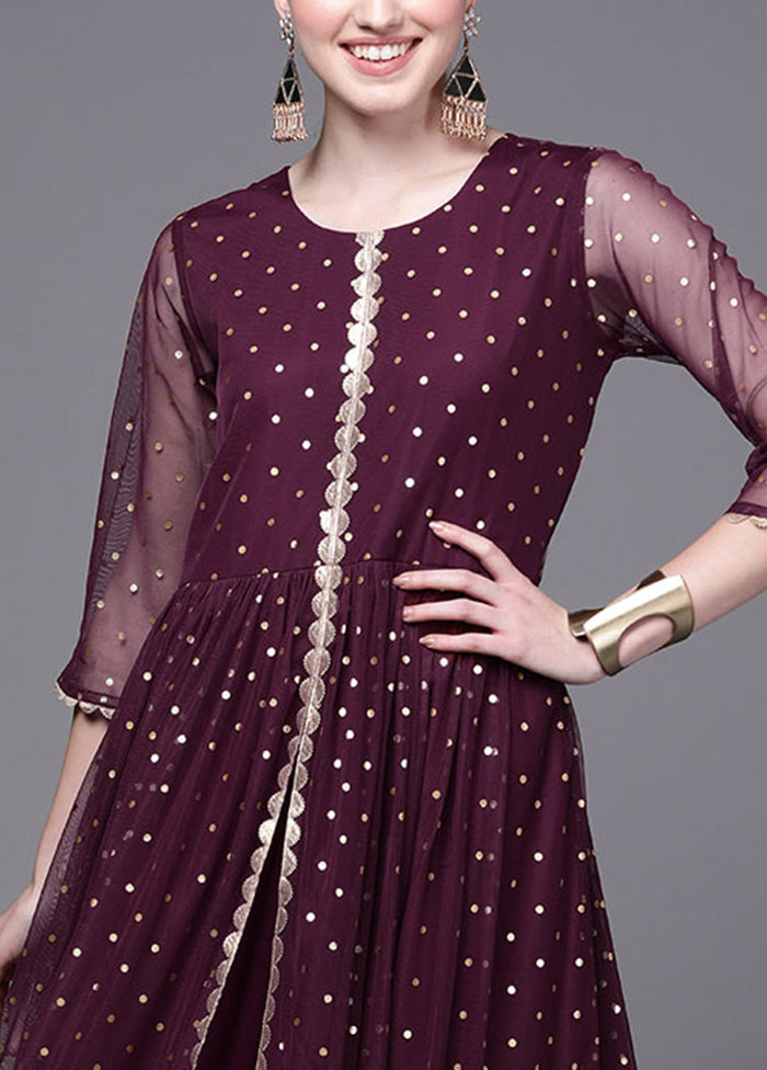 Wine Readymade Net Indian Dress Cheap Sale Reliable