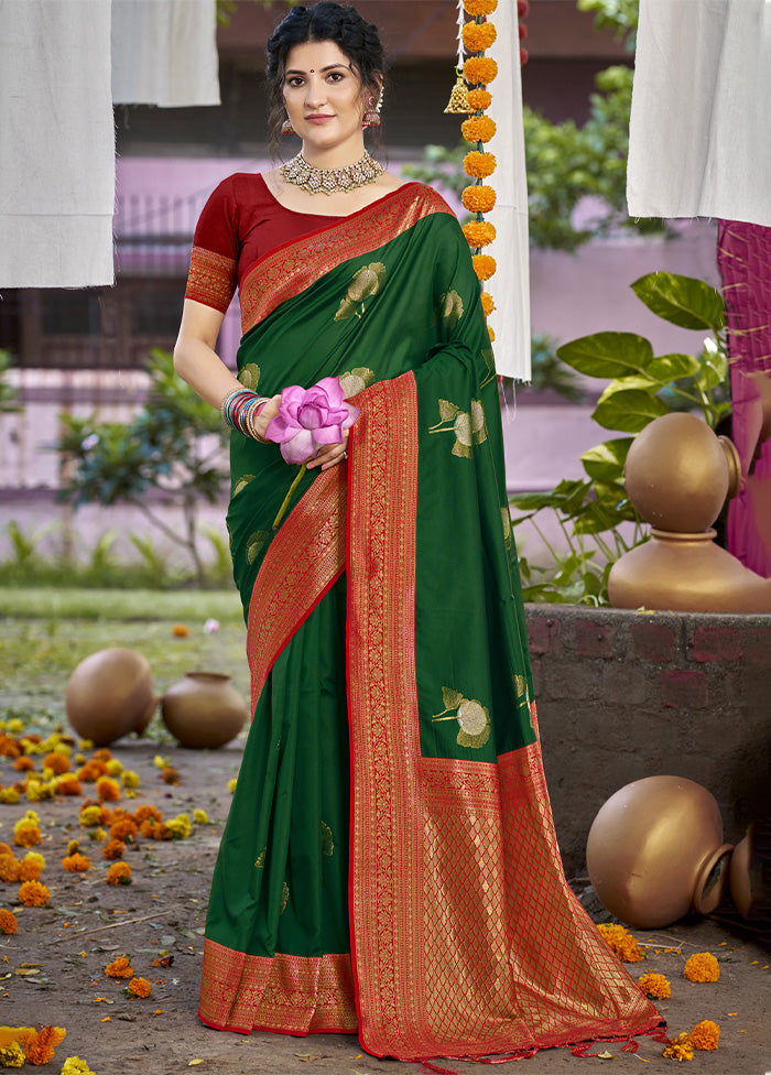 Bottle Green Dupion Silk Saree With Blouse Piece Buy Cheap Inexpensive