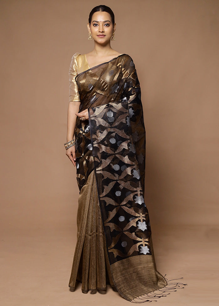 Black Handloom Matka Pure Silk Saree With Blouse Piece Free Shipping Cheap Pice