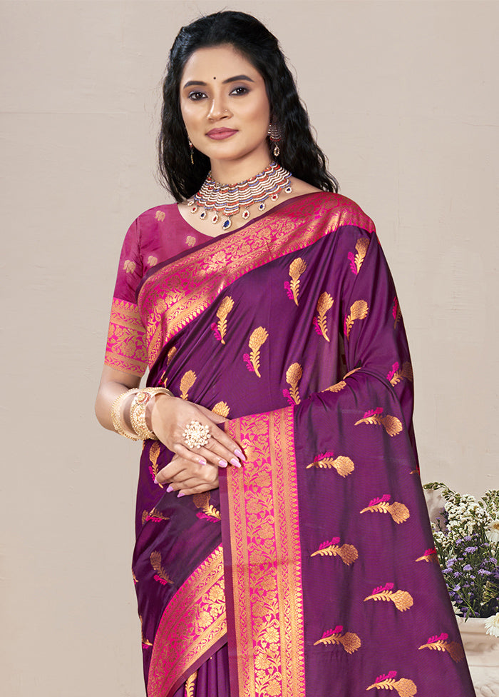 Magenta Dupion Silk Saree With Blouse Piece Professional