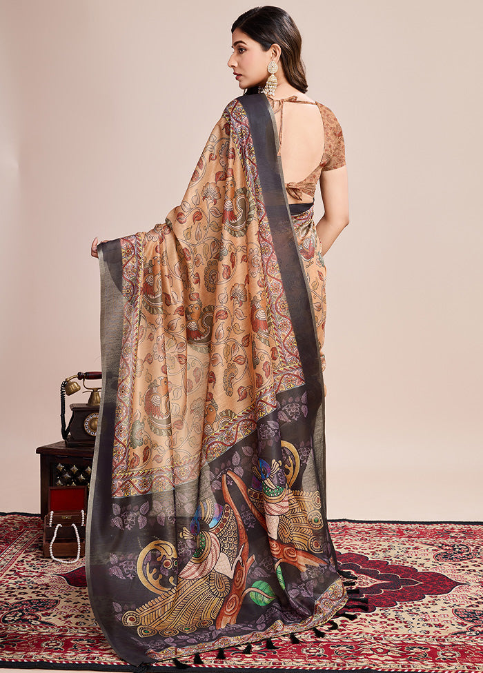 Multicolor Linen Silk Saree With Blouse Piece Outlet Order