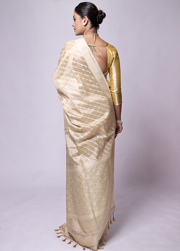 Cream Tissue Silk Saree With Blouse Piece Best Pices