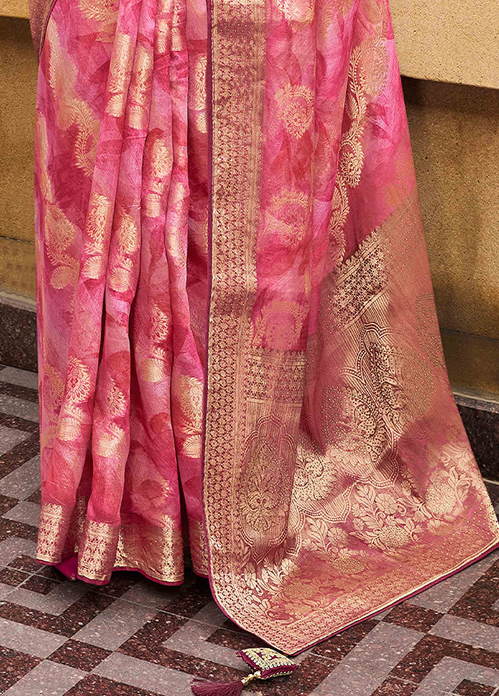 Pink Spun Silk Saree With Blouse Piece Cheap Tumblr