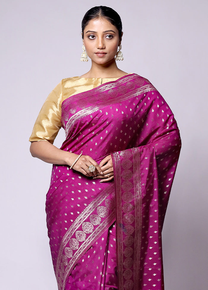 Pink Dupion Silk Saree With Blouse Piece Official