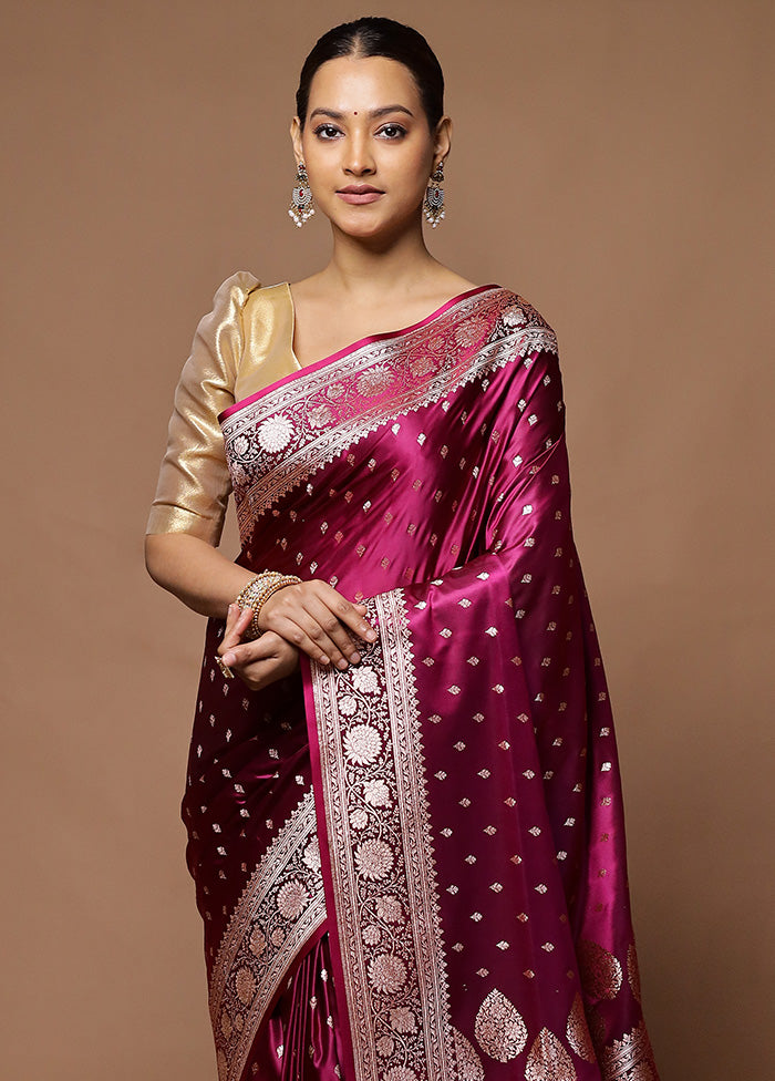 Pink Banarasi Silk Saree With Blouse Piece Buy