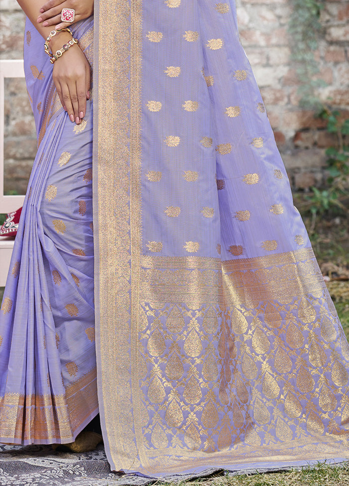 Purple Spun Silk Saree With Blouse Piece Free Shipping 2025 Unisex