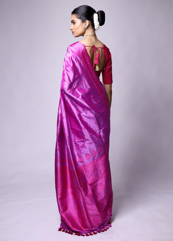 Purple Handloom Assam Pure Silk Saree With Blouse Piece Discount For Nice