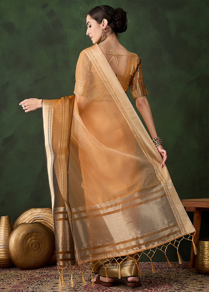 Yellow Organza Saree With Blouse Piece Sale Outlet Locations