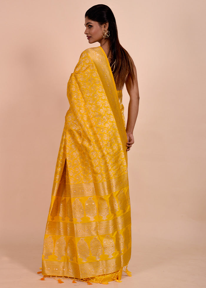 Yellow Dupion Silk Saree With Blouse Piece Clearance Nicekicks