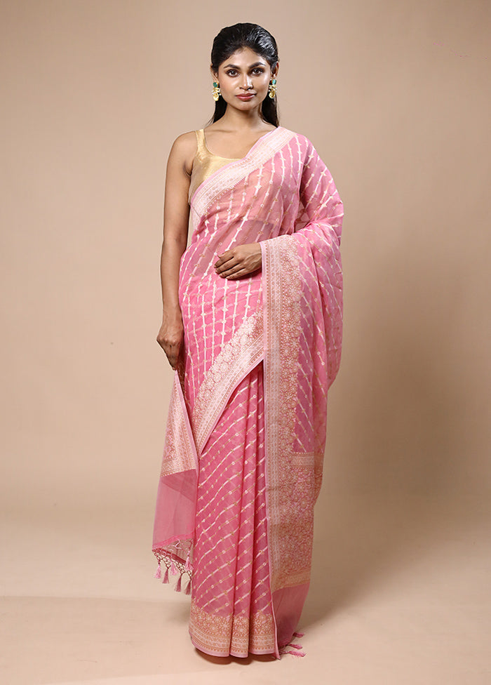 Pink Kora Silk Saree With Blouse Piece Outlet Sast