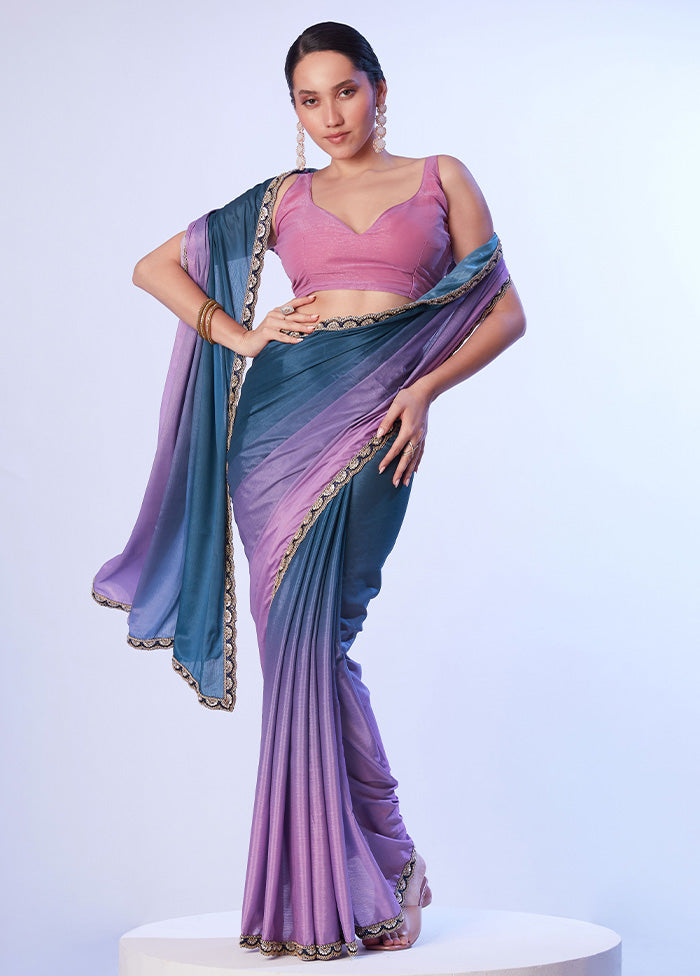 Teal Blue Spun Silk Saree With Blouse Piece With Credit Card Cheap Pice