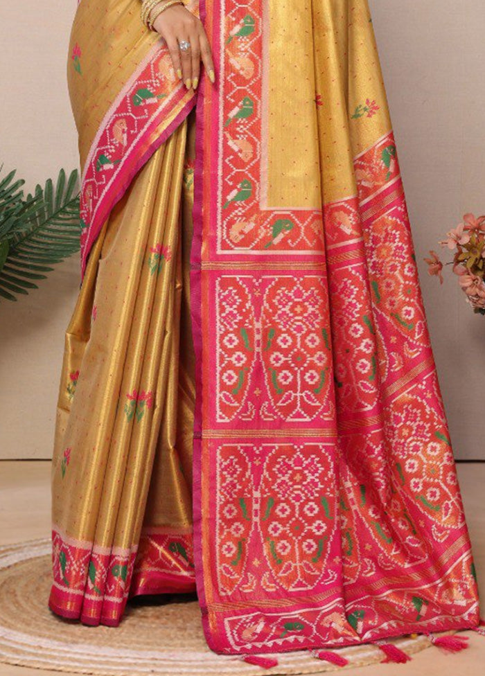 Mustard Banarasi Silk Saree With Blouse Piece Sale Choice