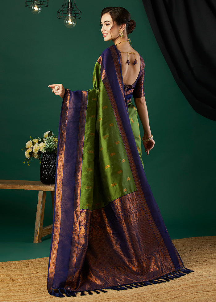 Green Banarasi Silk Saree With Blouse Piece Sale Amazon